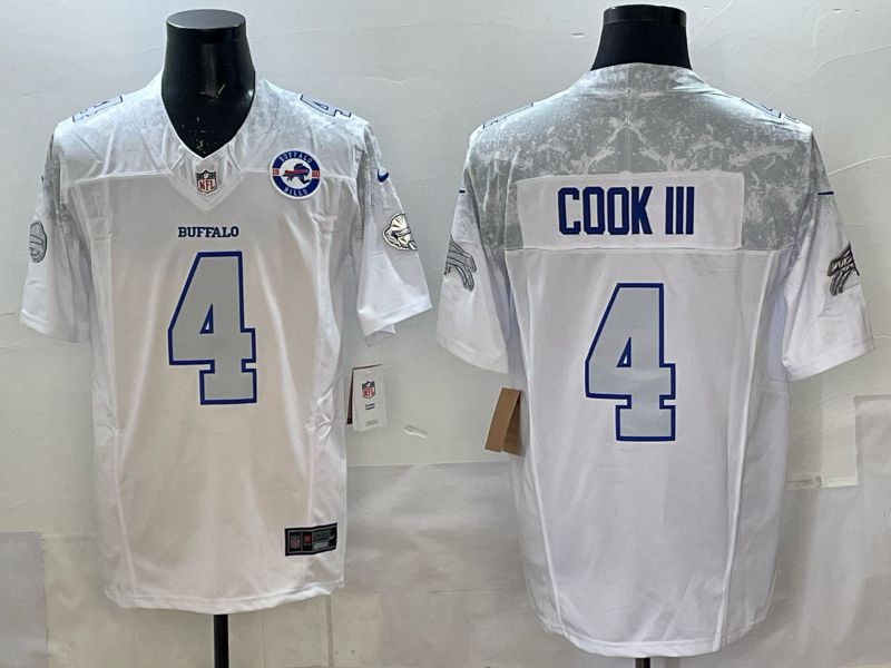 Men 2025 Buffalo Bills #4 Cook iii white 5th generation Throwback Nike Limited NFL Jersey style 04